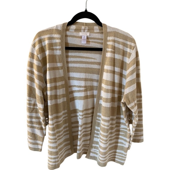 Chicos open front cardigan. Size L/12. Chicos size 2. Gold and white glittery. - Picture 11 of 15